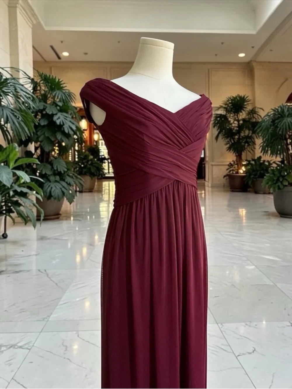 NWT David’s Bridal Off-Shoulder Evening Gown in Wine! Size 2! NEW! - Picture 9 of 15